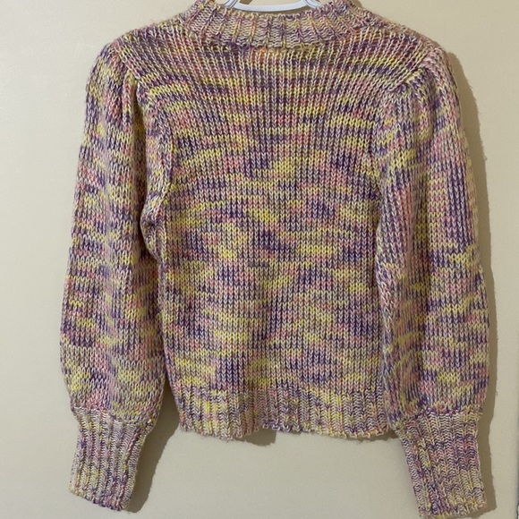 All In Favor Pastel Marled Pink Purple Multi Color Knit Pull Over Sweater Size S - Picture 4 of 13
